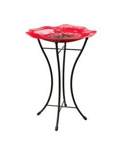 Woodlink / Audubon Woodlink Red Poppy Garden Glass Birdbath