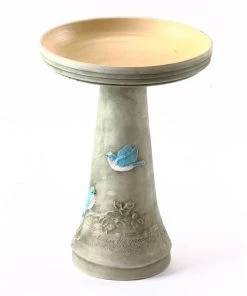 Birds Choice Bird Baths Hand-Crafted Glazed Clay Bluebird Birdbath