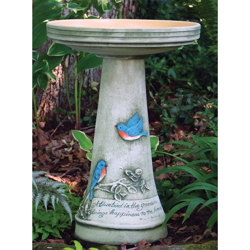 Birds Choice Bird Baths Hand-Crafted Glazed Clay Bluebird Birdbath 1 Birds Choice Bird Baths Hand-Crafted Glazed Clay Bluebird Birdbath