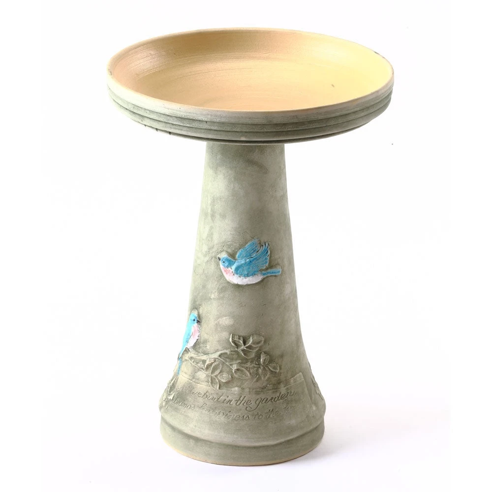 Birds Choice Bird Baths Hand-Crafted Glazed Clay Bluebird Birdbath 2 Birds Choice Bird Baths Hand-Crafted Glazed Clay Bluebird Birdbath