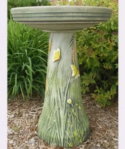 Birds Choice Hand-Crafted Glazed Clay Butterfly Birdbath Bird Baths