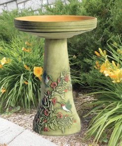 Birds Choice Bird Baths Hand-Crafted Glazed Clay Hummingbird Birdbath