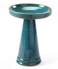 Birds Choice Simple Elegance Glazed Clay Turquoise Birdbath
