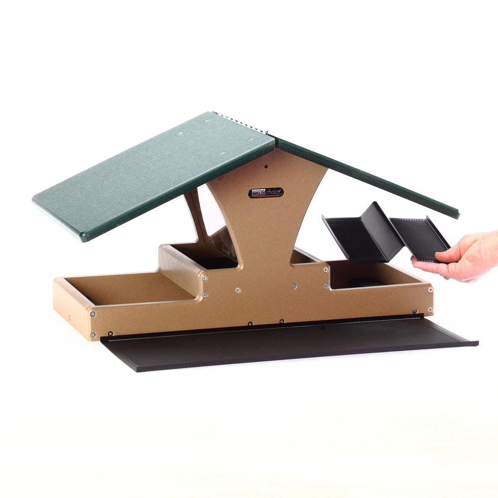 Birds Choice Recycled Double Decker Hopper Platform Bird Feeder 3 Birds Choice Recycled Double Decker Hopper Platform Bird Feeder